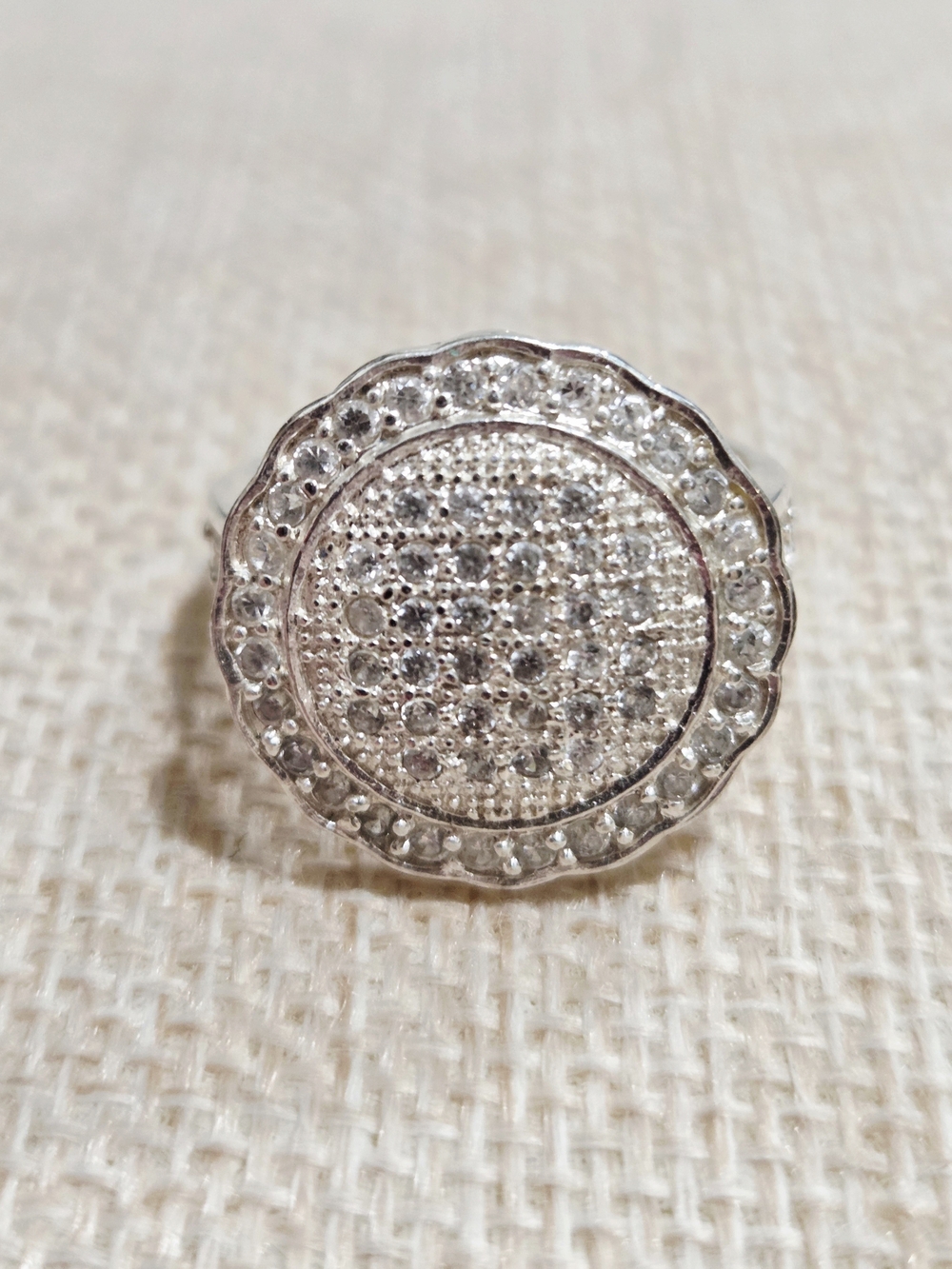 Silver Pave Circle Statement Ring - Women Jewelry~ SIZE 9